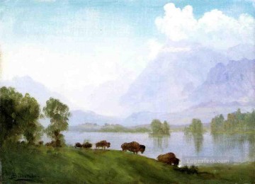  Bierstadt Lienzo - Búfalo País Albert Bierstadt Paisaje